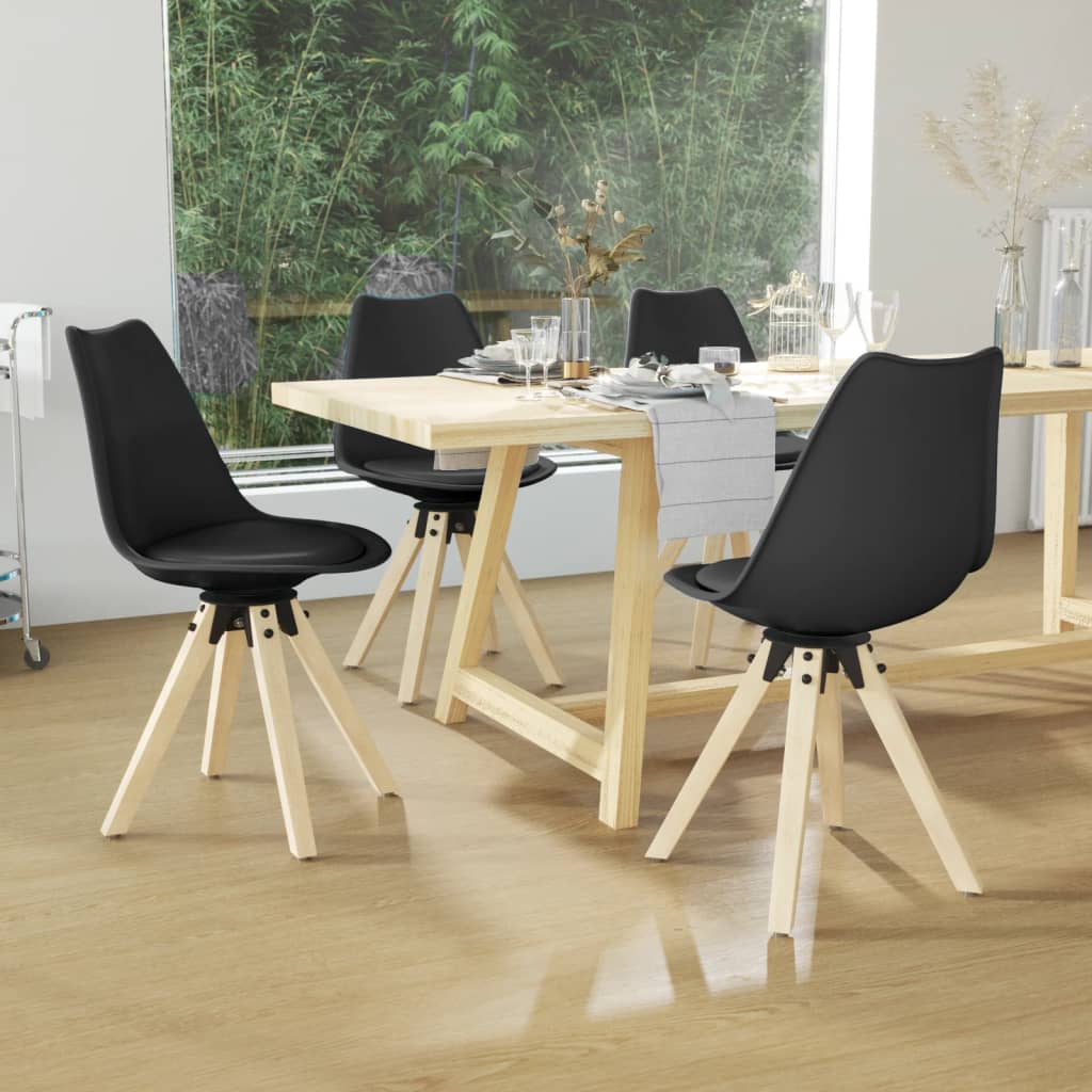Esszimmerstühle 4 Stk. Drehbar Schwarz PP