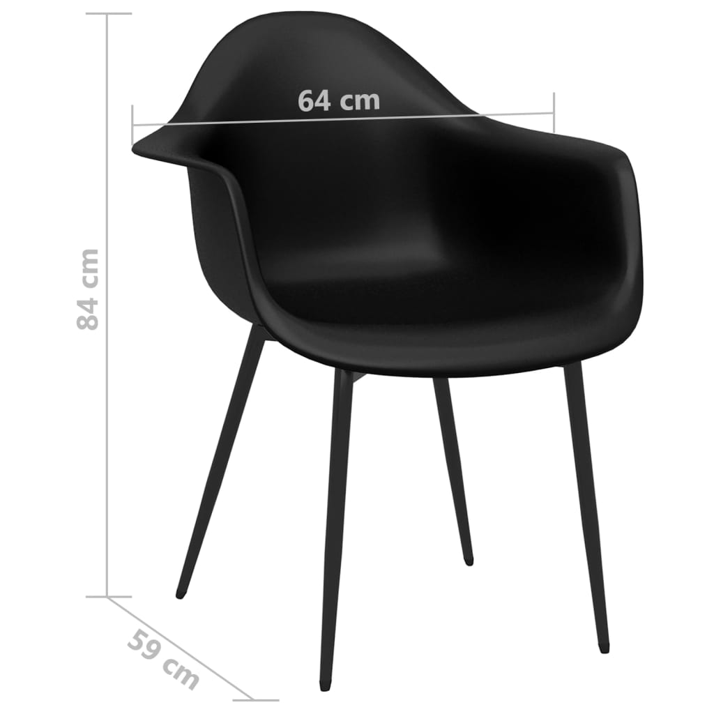 Dining chairs 2 pcs. Black PP