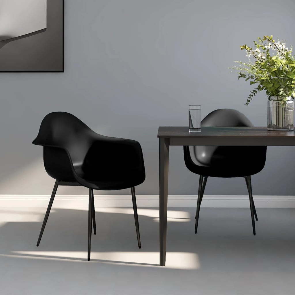 Dining chairs 2 pcs. Black PP