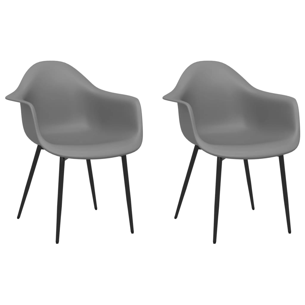 Dining chairs 2 pcs. Grey PP