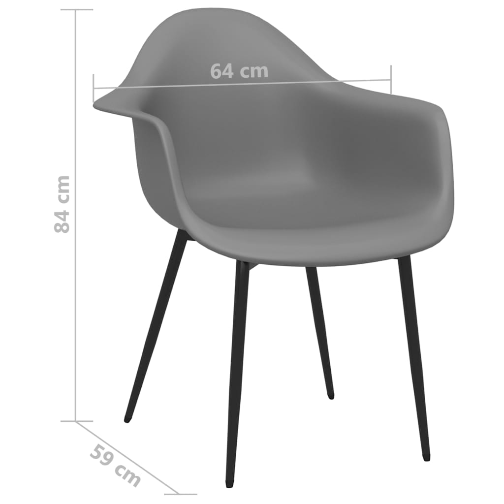 Dining chairs 2 pcs. Grey PP