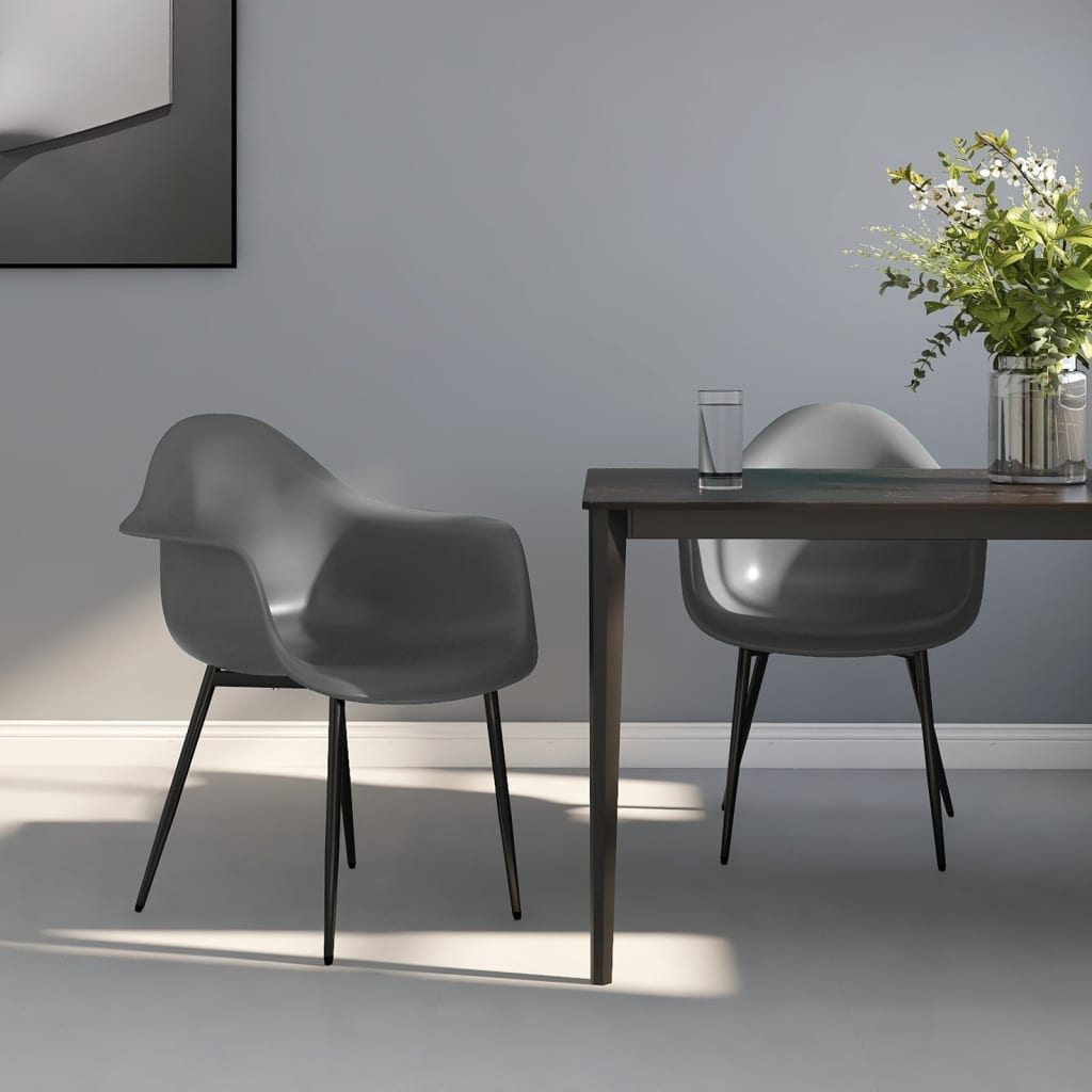Dining chairs 2 pcs. Grey PP