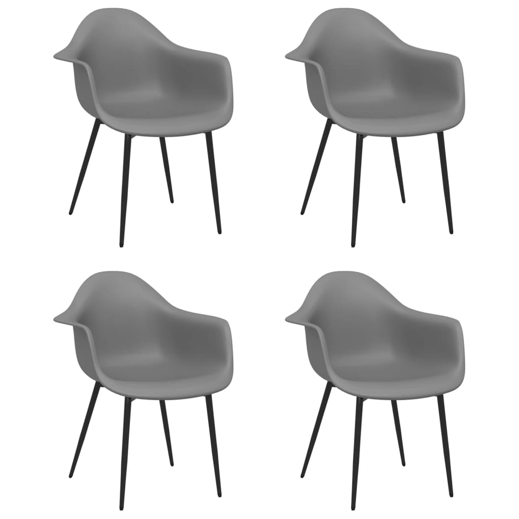 Chaises de salle à manger, lot de 4, gris PP
