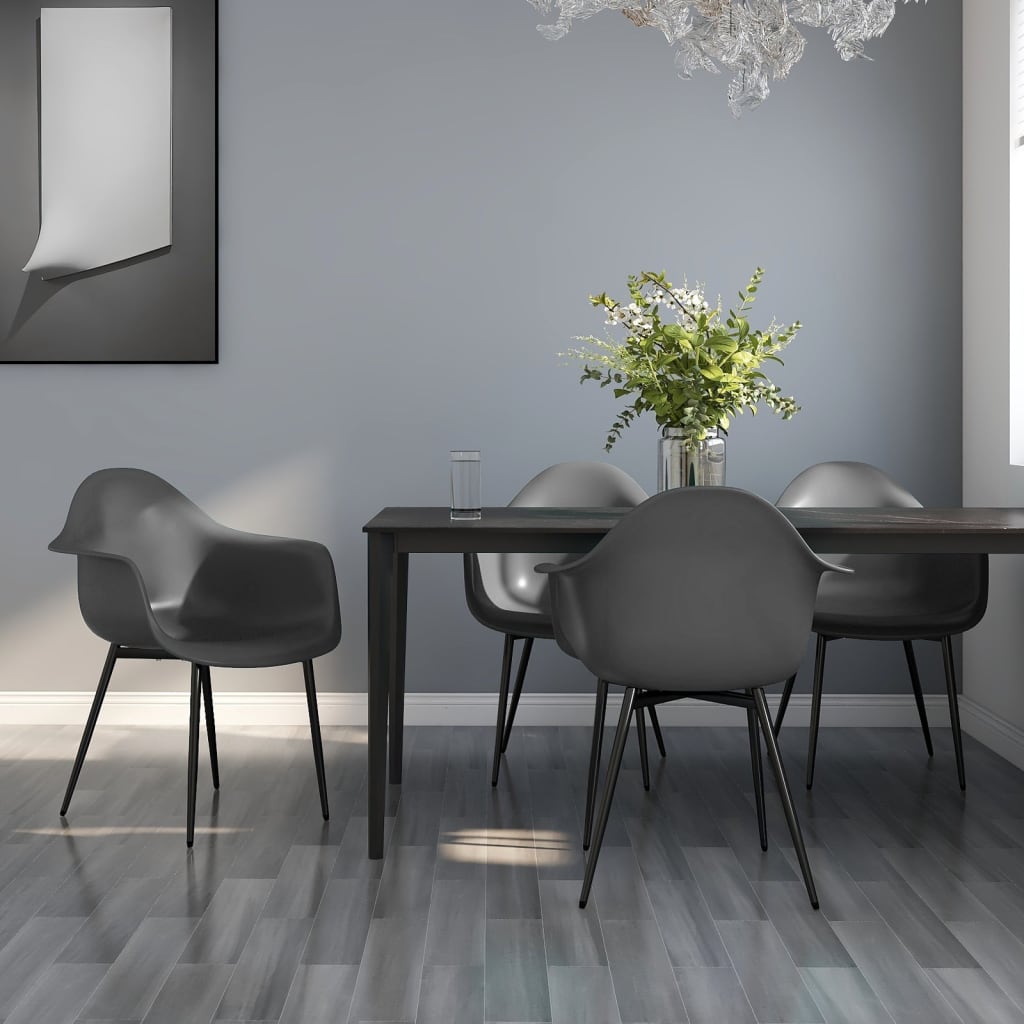 Chaises de salle à manger, lot de 4, gris PP
