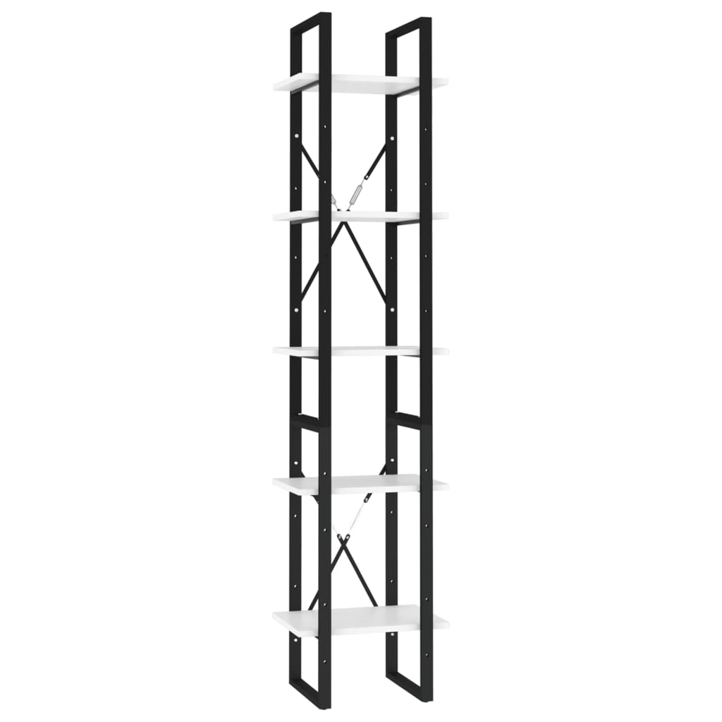 Bookcase 5 compartments white 40x30x175 cm wood material