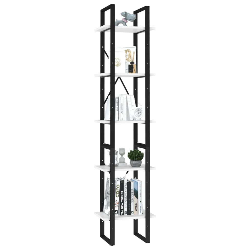 Bookcase 5 compartments white 40x30x175 cm wood material