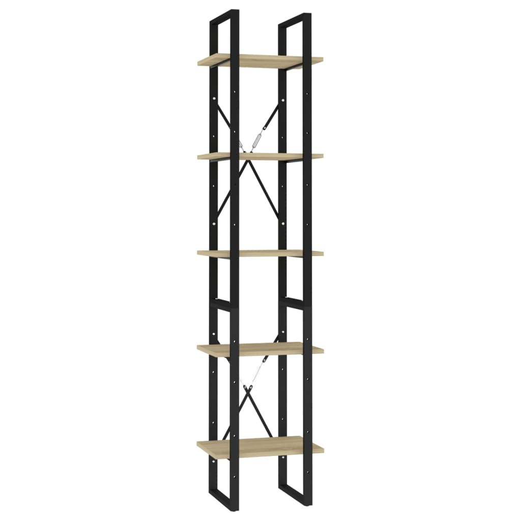 Bookcase 5 compartments Sonoma oak 40x30x175 cm wood material