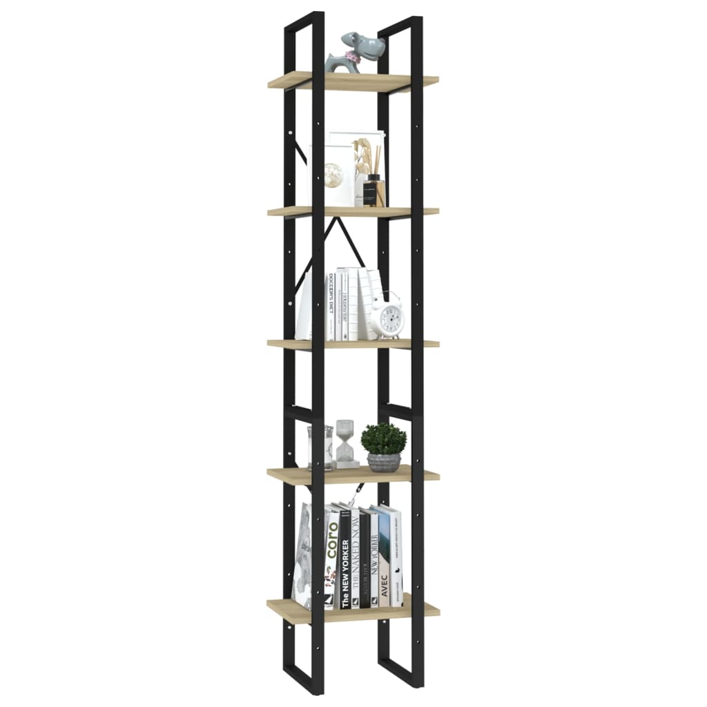 Bookcase 5 compartments Sonoma oak 40x30x175 cm wood material