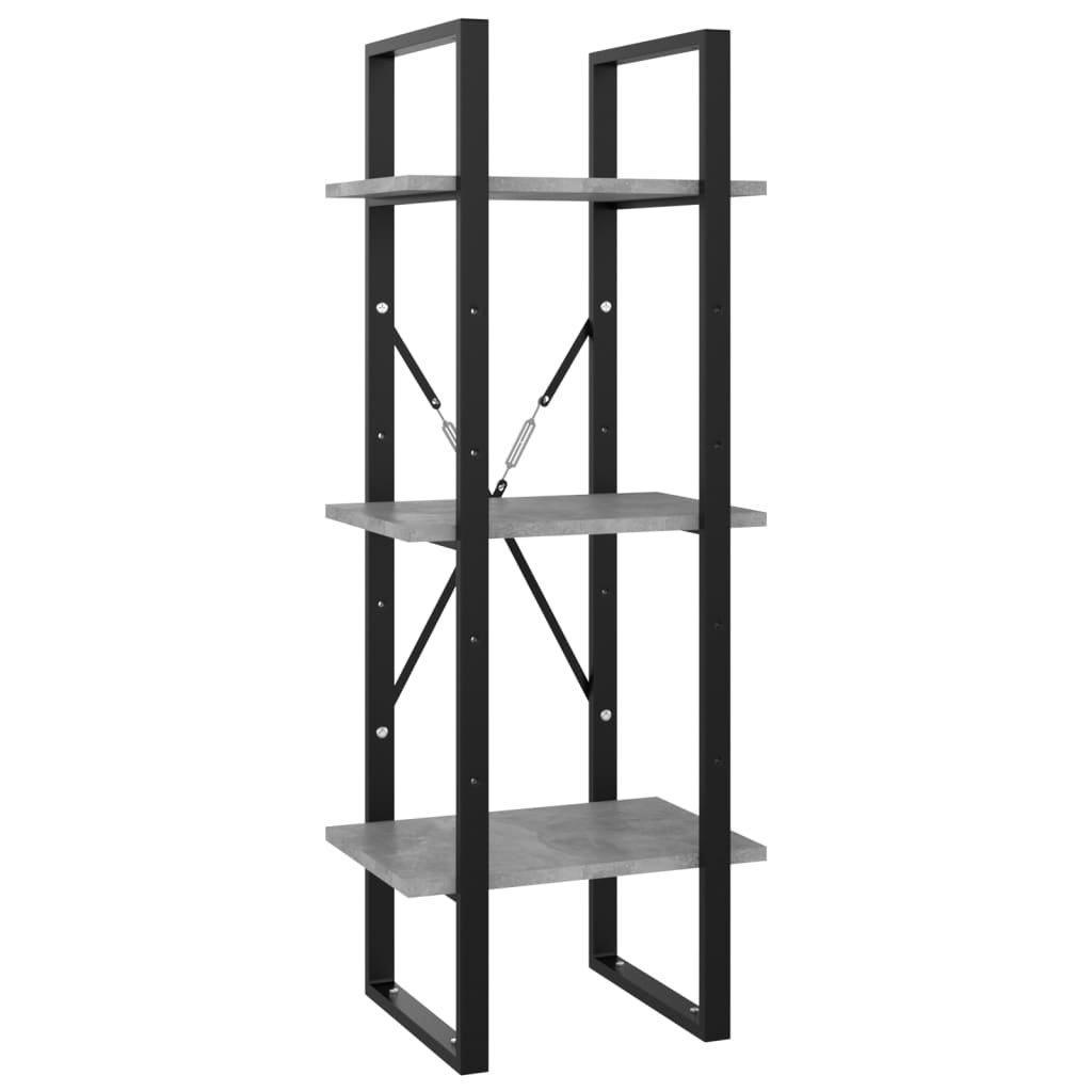 Bookcase 5 compartments concrete grey 40x30x175 cm wood material