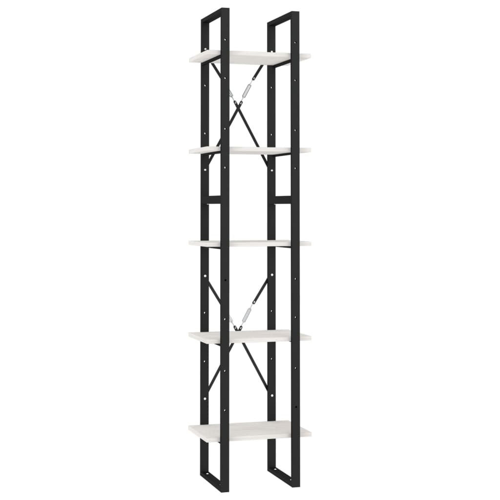 Bookcase 5 compartments white 40x30x175 cm solid pine wood