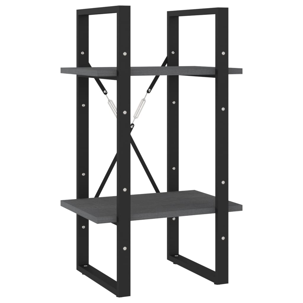 Bookcase 5 compartments grey 40x30x175 cm solid pine wood