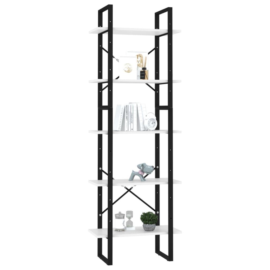 Bookcase 5 compartments white 60x30x175 cm wood material