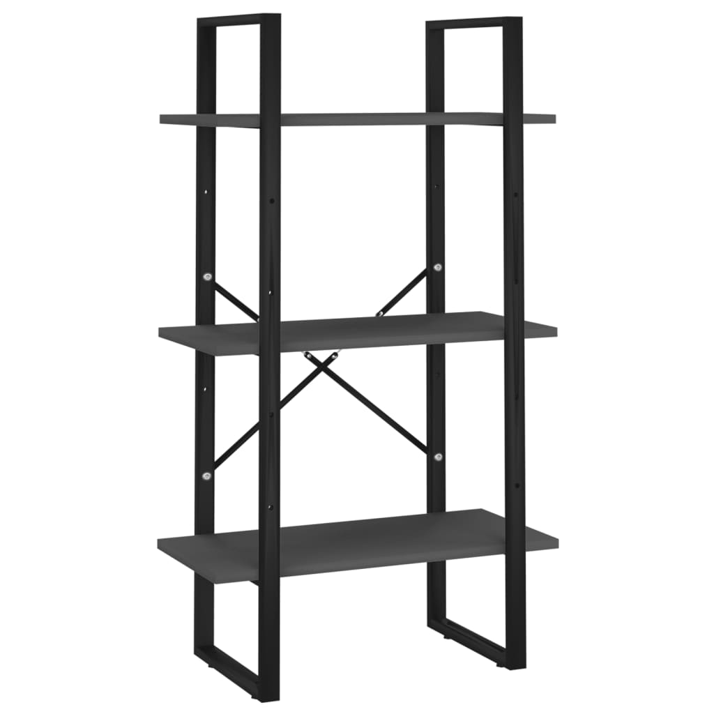 Bookcase 5 compartments grey 60x30x175 cm wood material