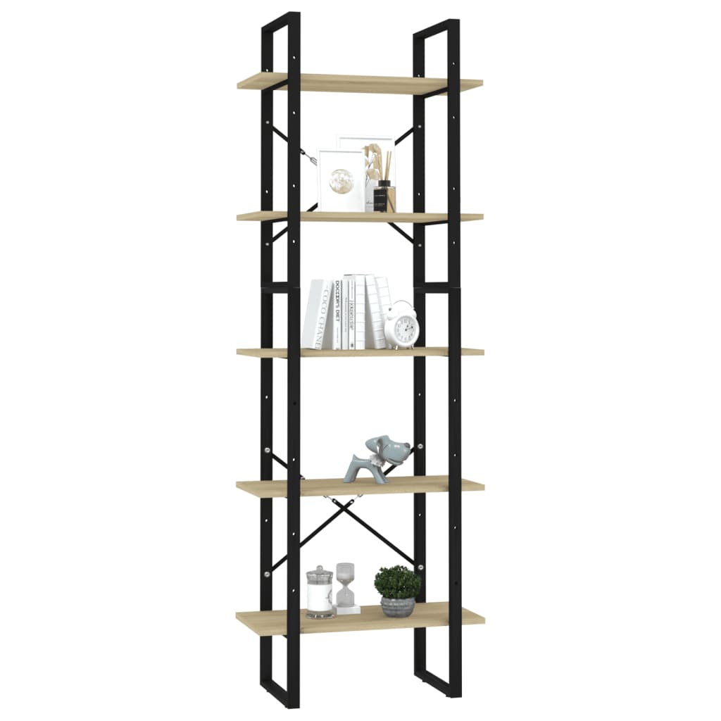 Bücherregal 5 Fächer Sonoma-Eiche 60x30x175 cm Holzwerkstoff
