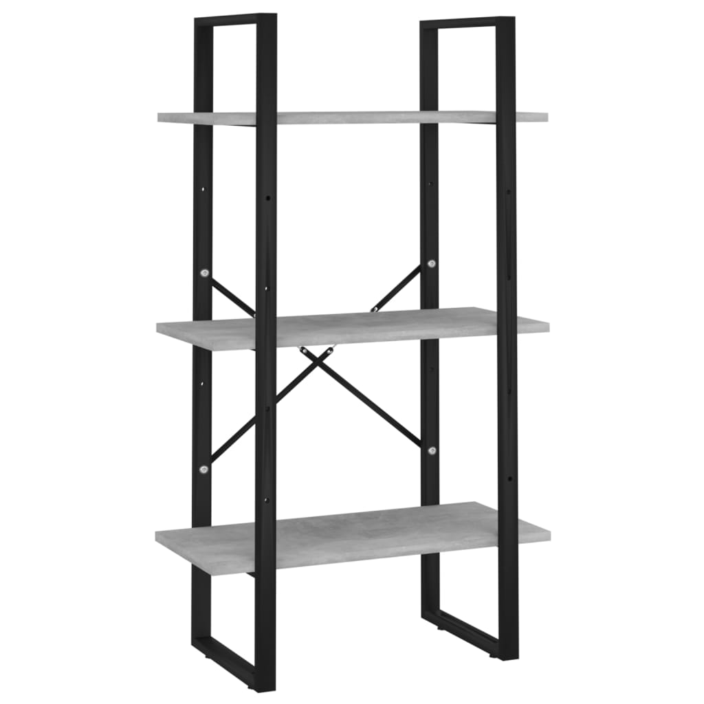 Bookcase 5 compartments concrete grey 60x30x175 cm wood material