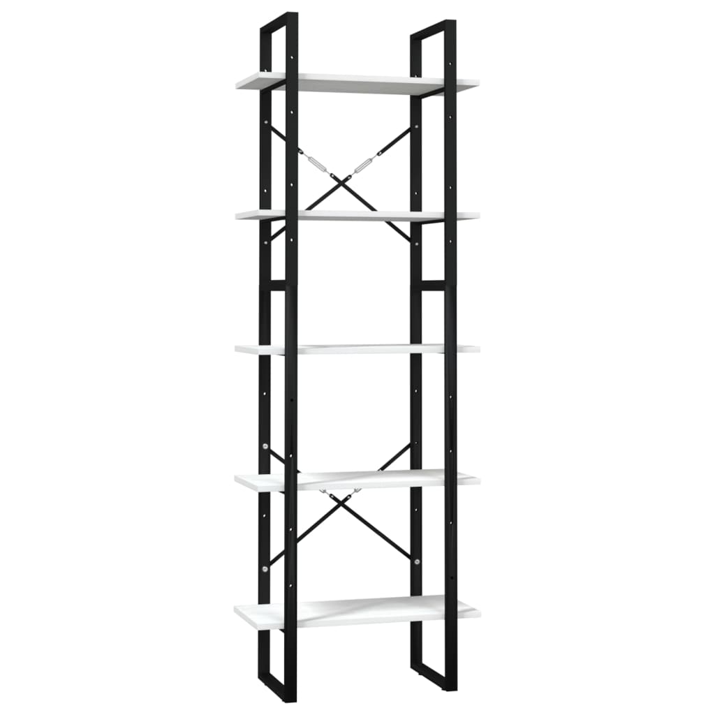 Bookcase 5 compartments white 60x30x175 cm solid pine wood