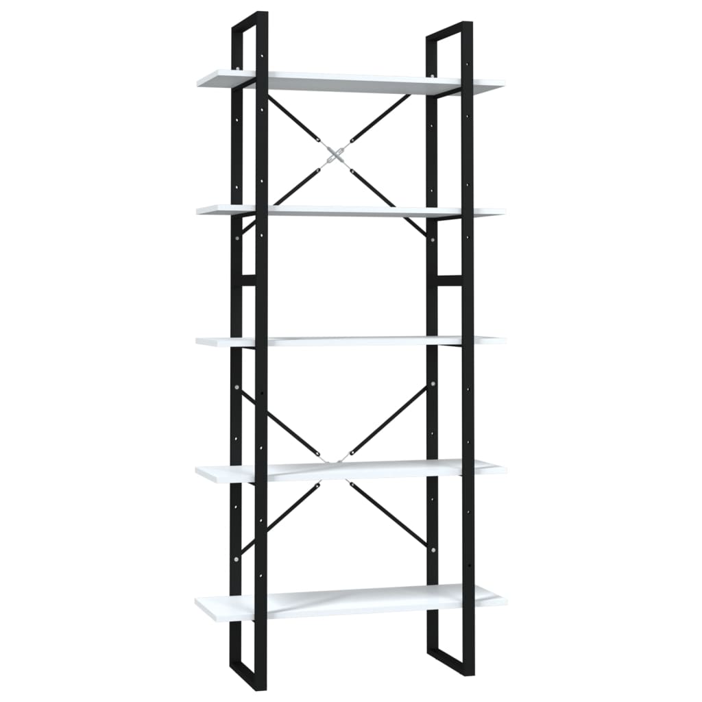 Bookcase 5 compartments white 80x30x175 cm wood material