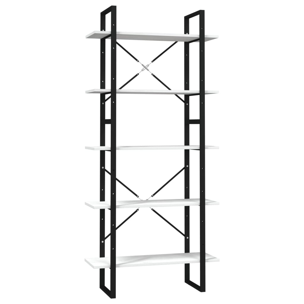 Bookcase 5 compartments white 80x30x175 cm solid pine wood
