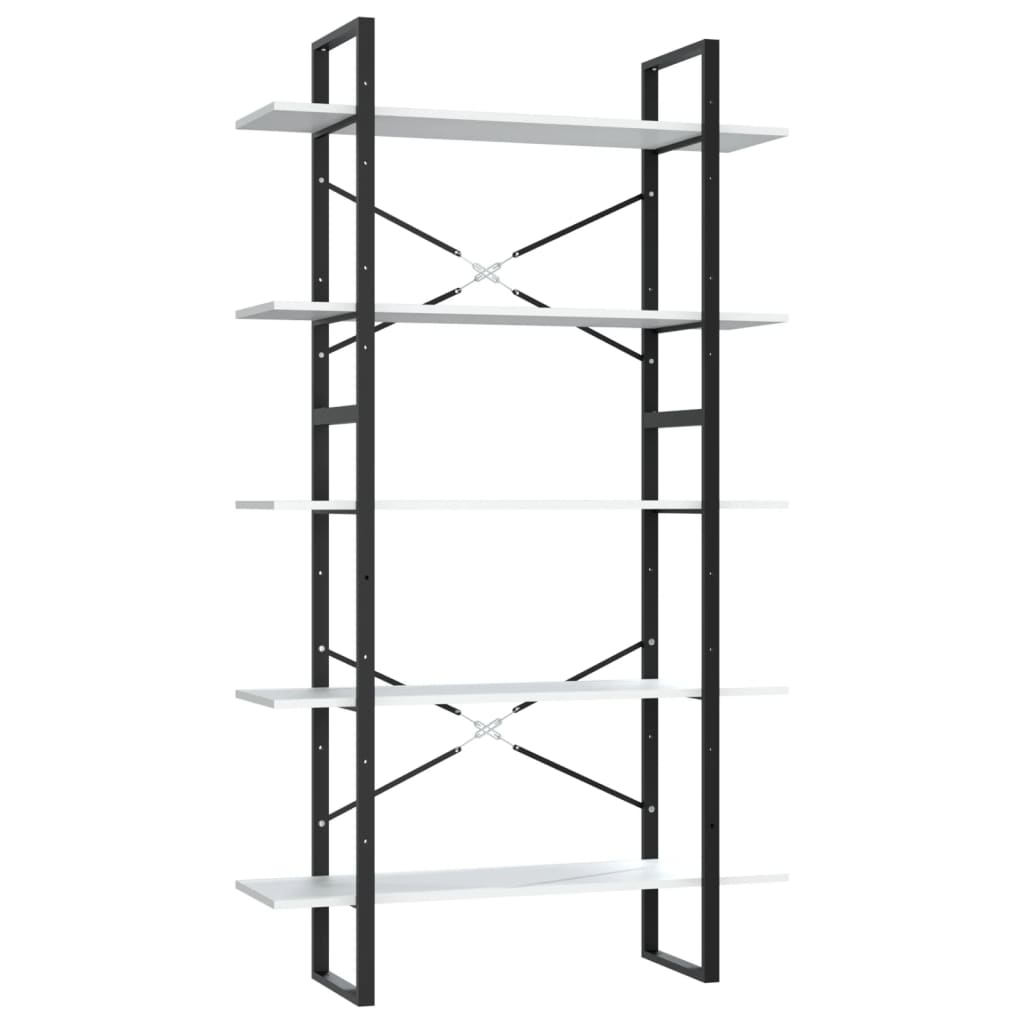 Bookcase 5 compartments white 100x30x175 cm wood material