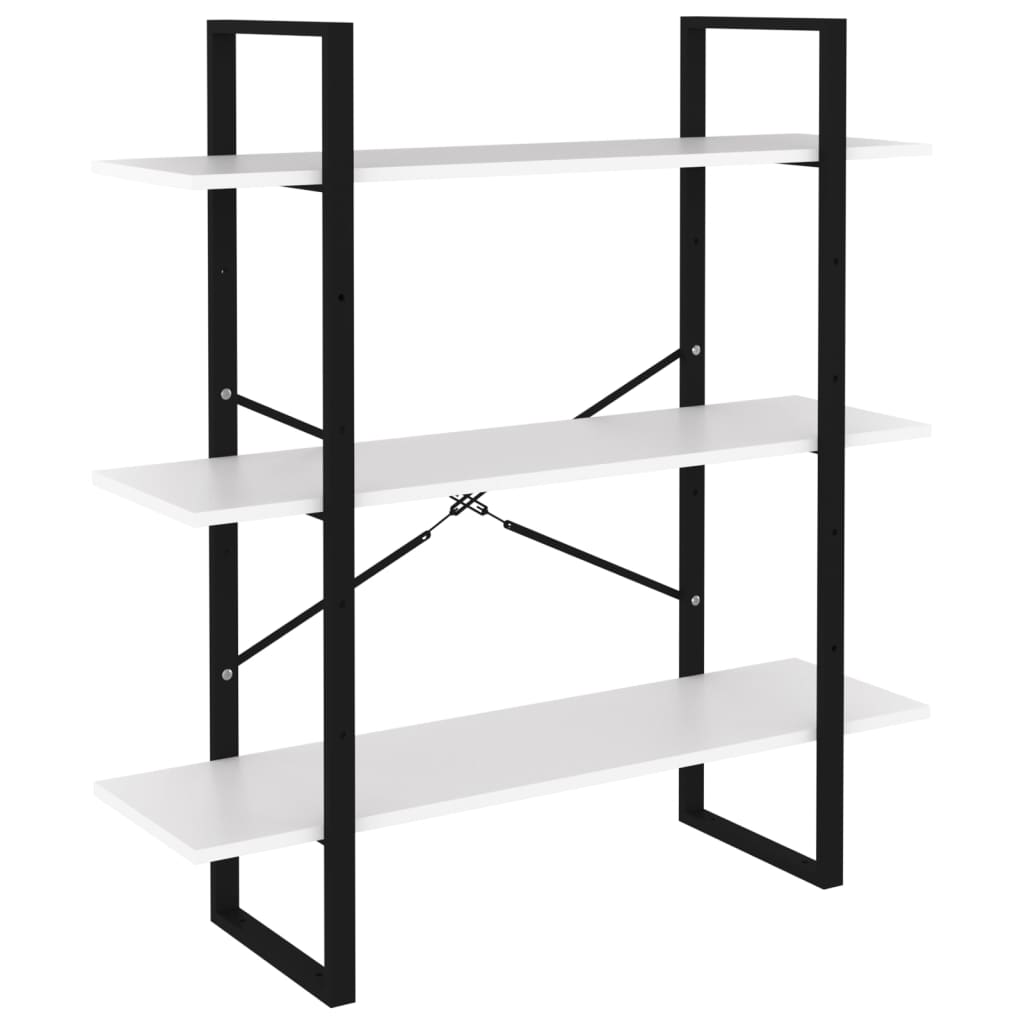 Bookcase 5 compartments white 100x30x175 cm wood material