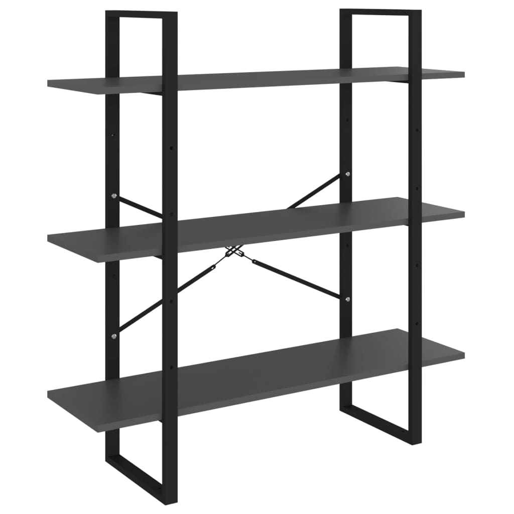 Bookcase 5 compartments grey 100x30x175 cm wood material