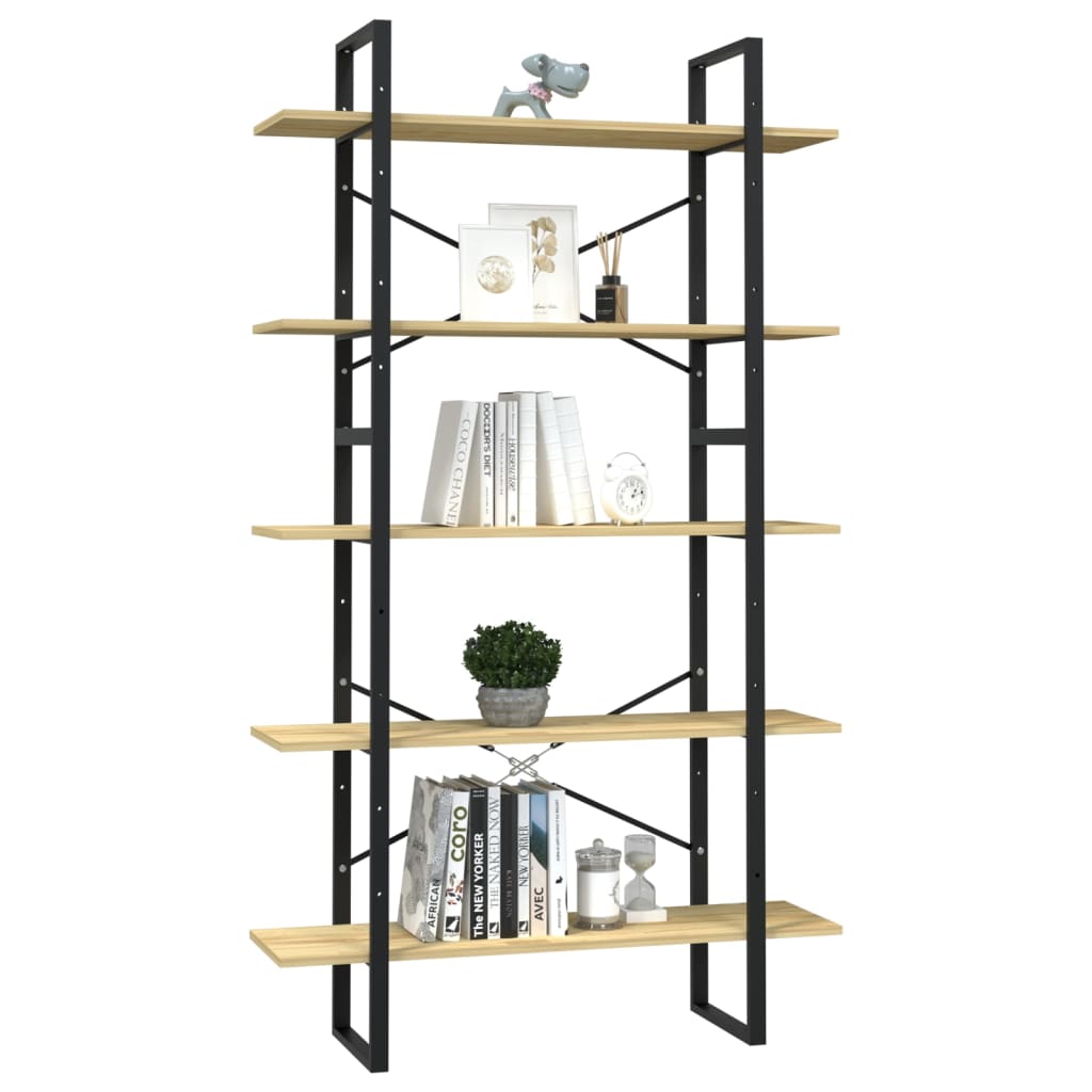 Bookcase 5 compartments 100x30x175 cm solid pine wood
