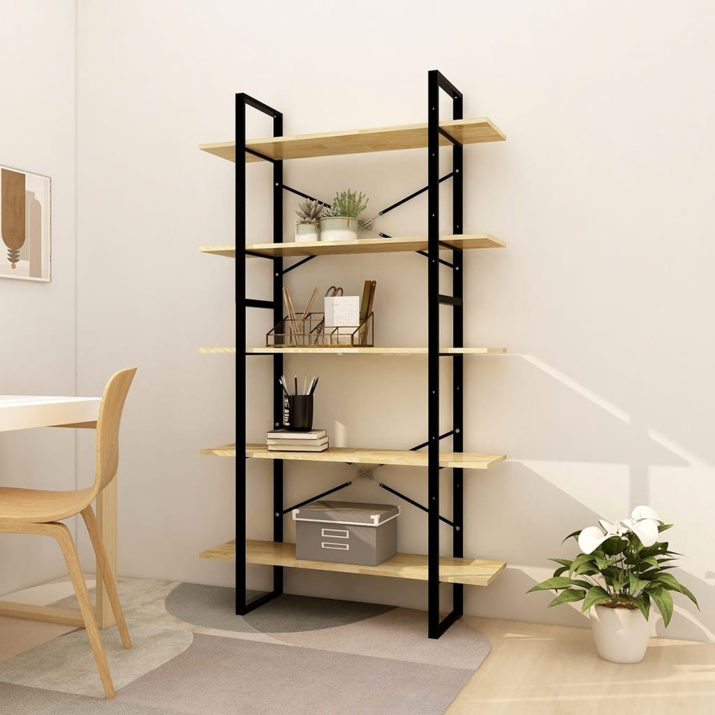 Bookcase 5 compartments 100x30x175 cm solid pine wood