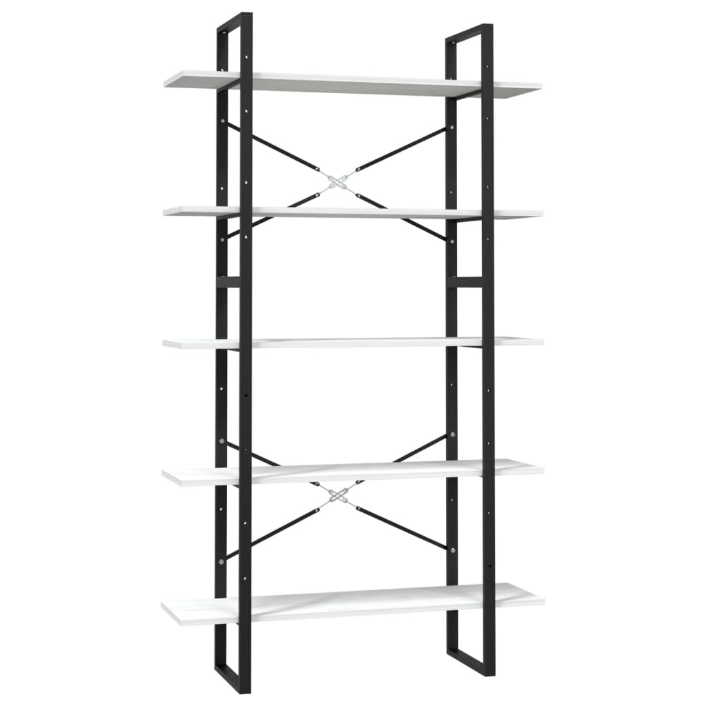 Bookcase 5 compartments white 100x30x175 cm solid pine wood