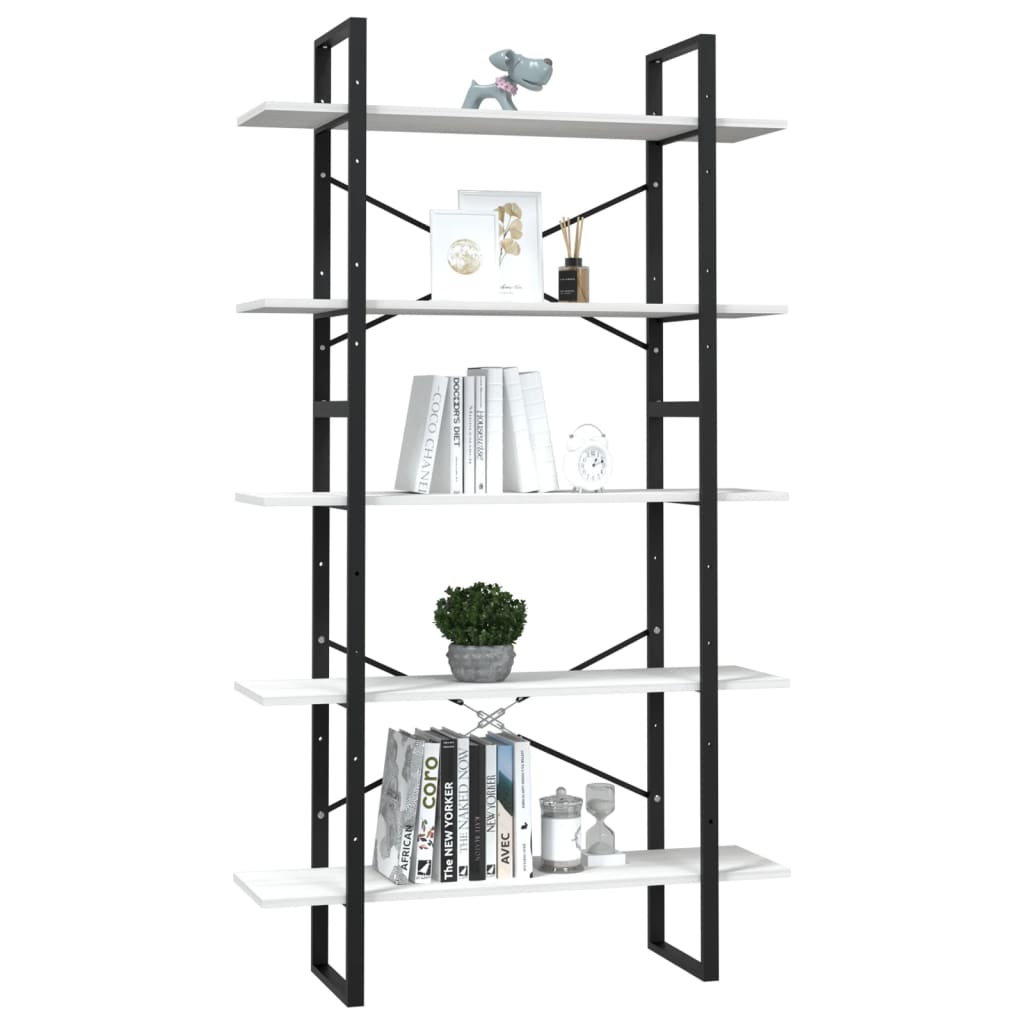 Bookcase 5 compartments white 100x30x175 cm solid pine wood