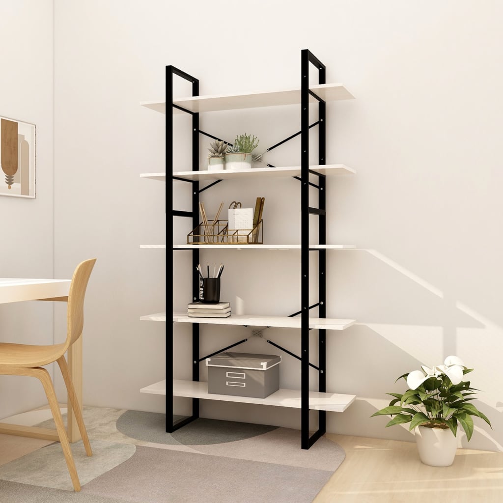 Bookcase 5 compartments white 100x30x175 cm solid pine wood