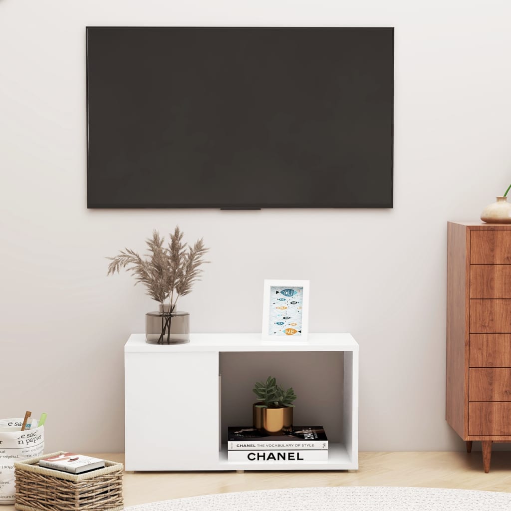 Meuble TV blanc 60x24x32 cm en bois