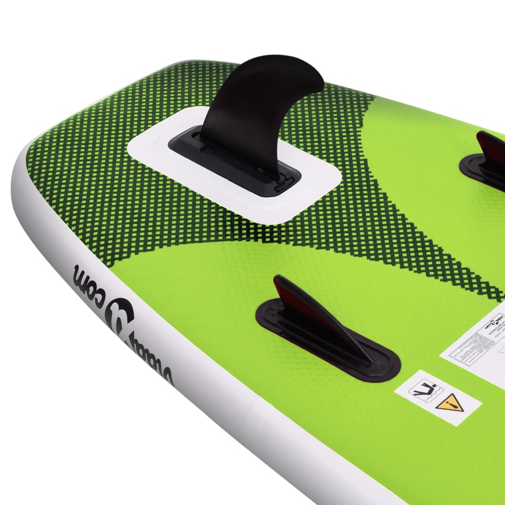 SUP Board Set Inflatable Green 300x76x10 cm