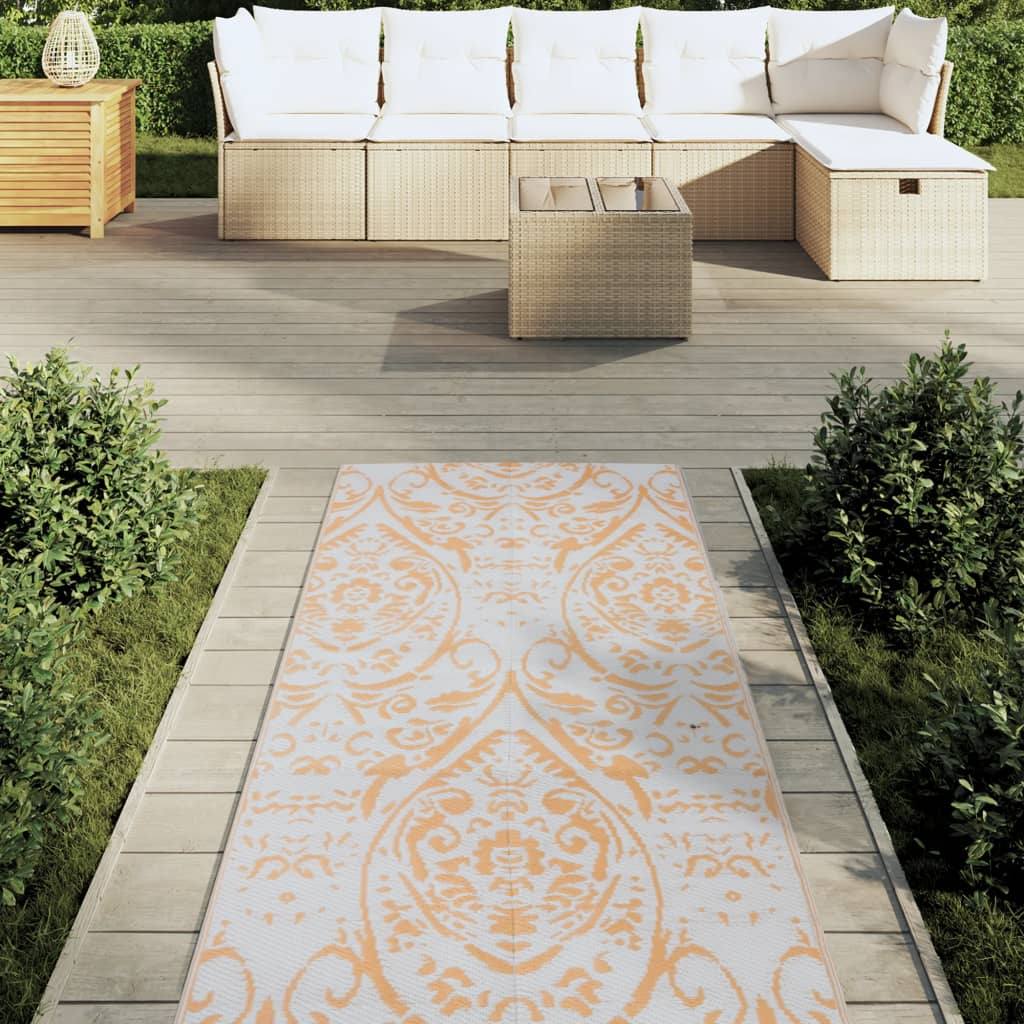 Outdoor-Teppich ARAKIL Orange und Weiß 80x250 cm PP