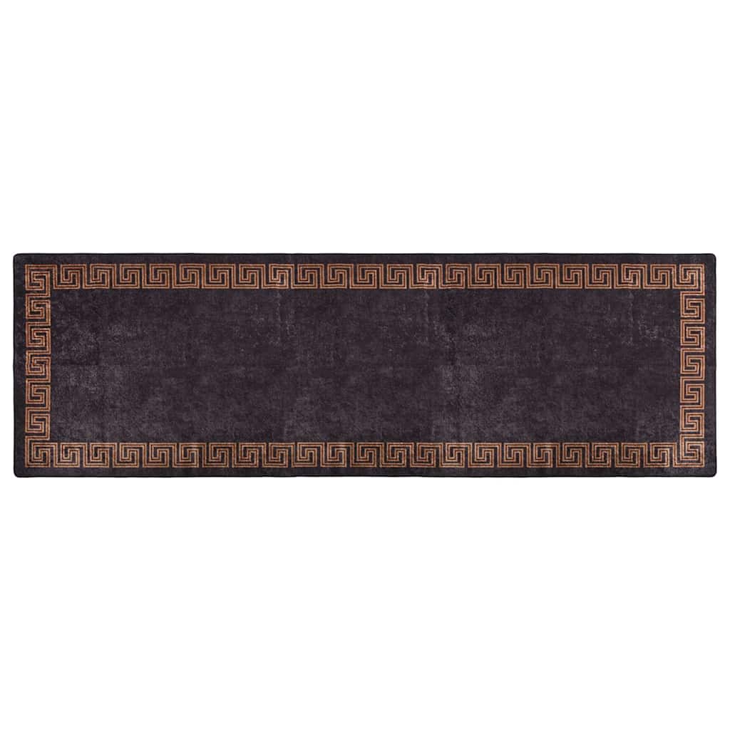 Tapis lavable 80x300 cm noir et or antidérapant