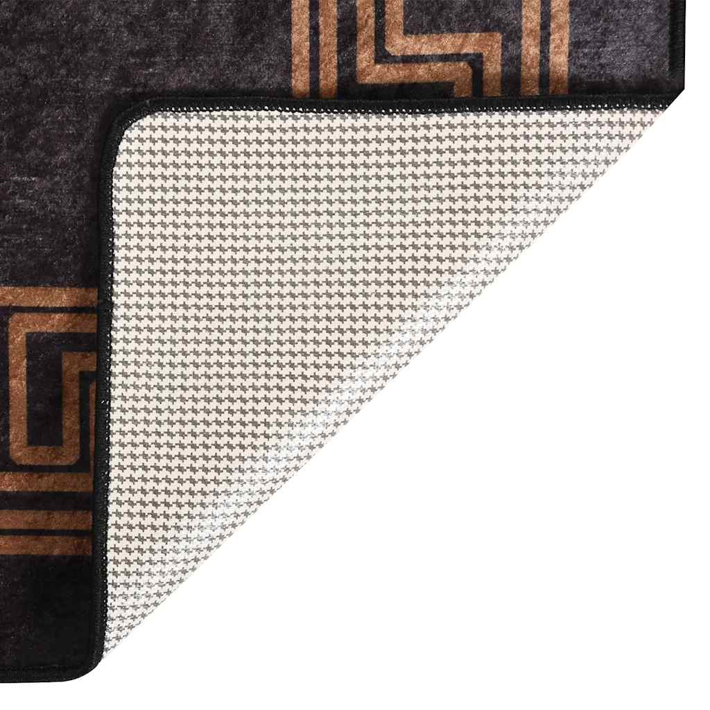 Tapis lavable 80x300 cm noir et or antidérapant
