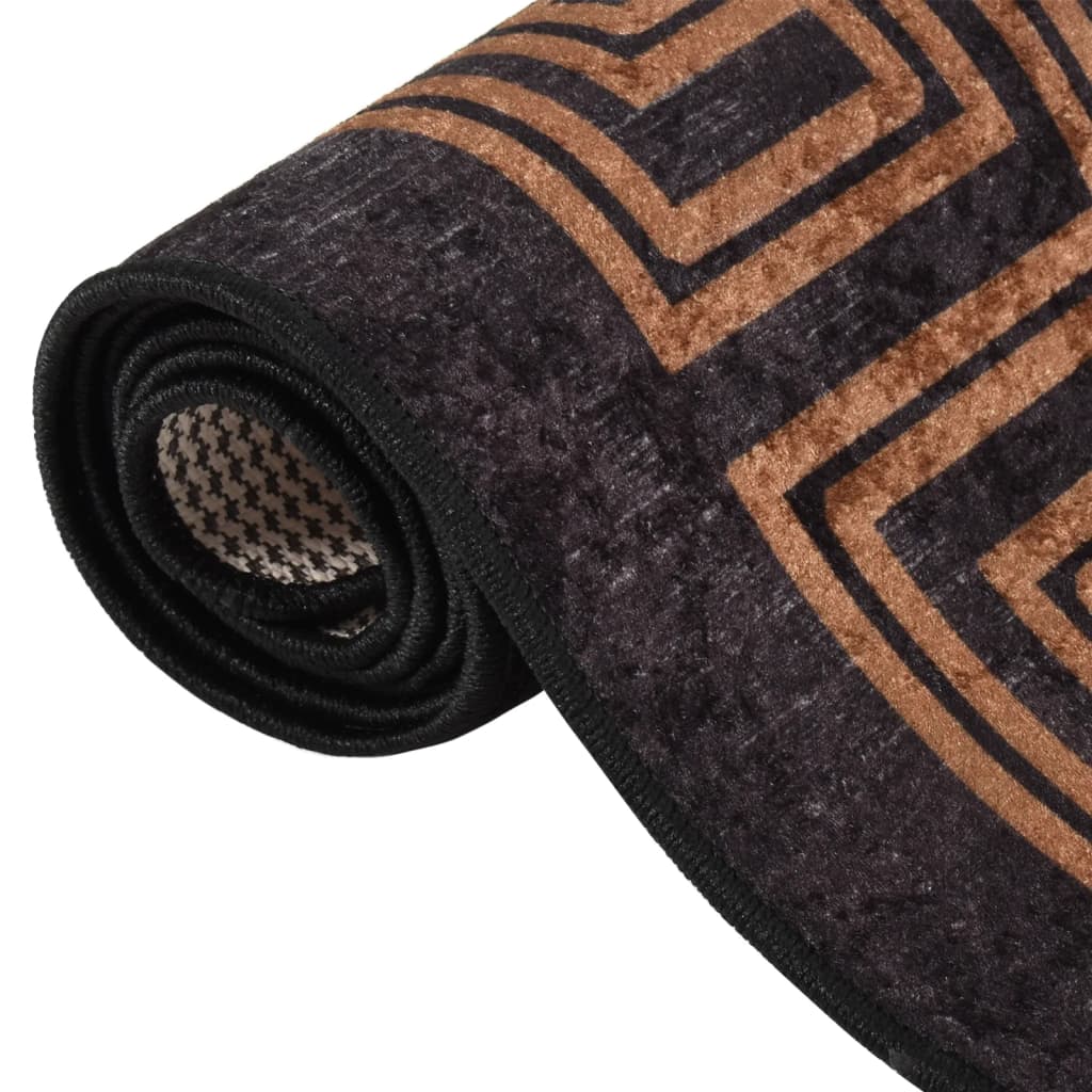 Tapis lavable 80x300 cm noir et or antidérapant