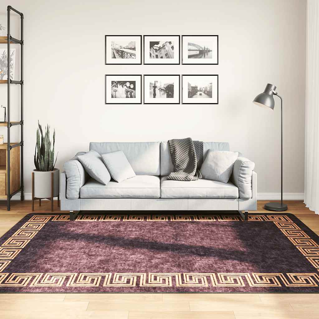 Tapis lavable noir et or 160x230 cm antidérapant