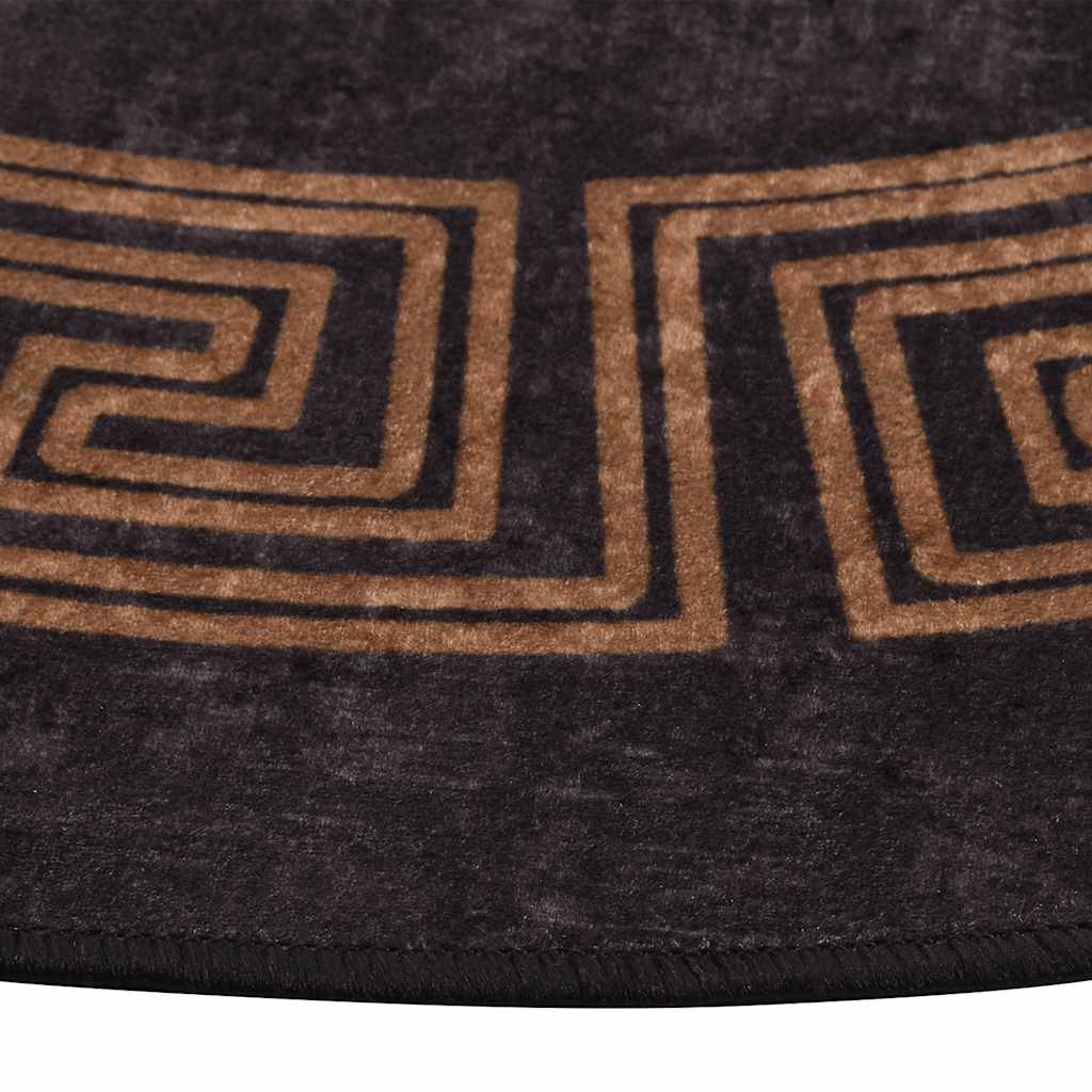 Tapis Lavable Noir et Or φ120 cm Antidérapant
