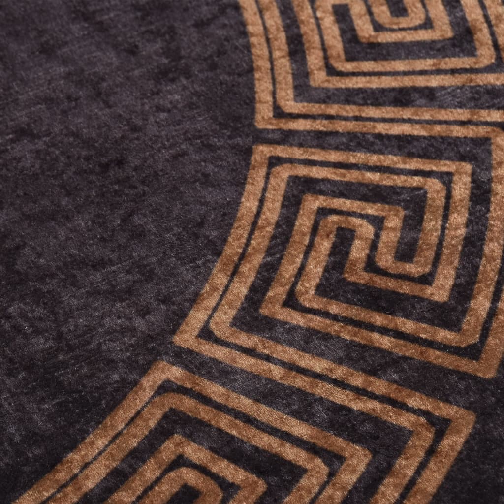 Tapis Lavable Noir et Or φ120 cm Antidérapant