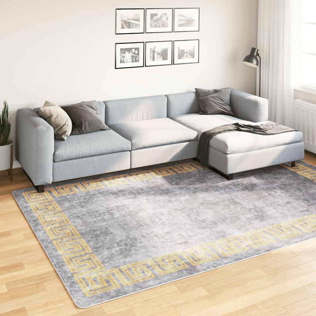Tapis gris lavable 190x300 cm antidérapant