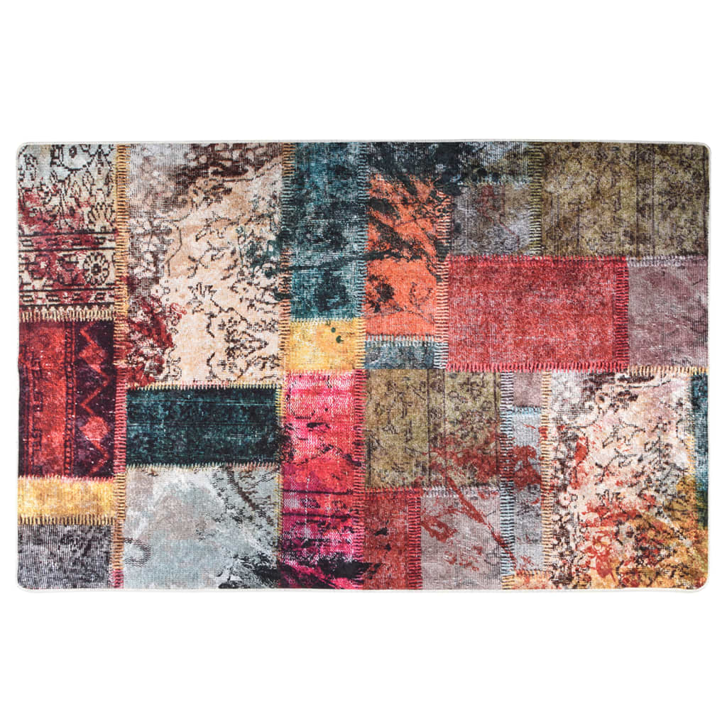 Tapis Patchwork Lavable 80x150 cm Multicolore Antidérapant