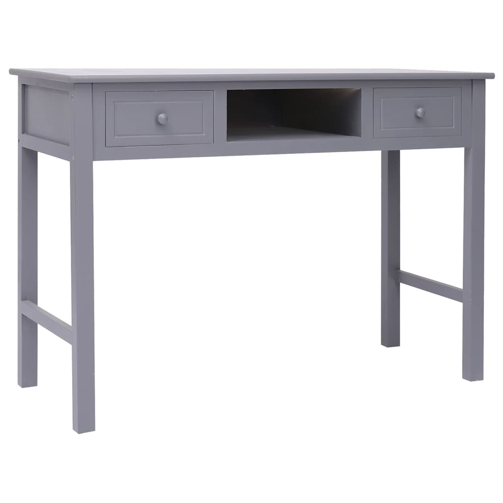 Bureau Gris 108x45x76 cm Bois de paulownia massif