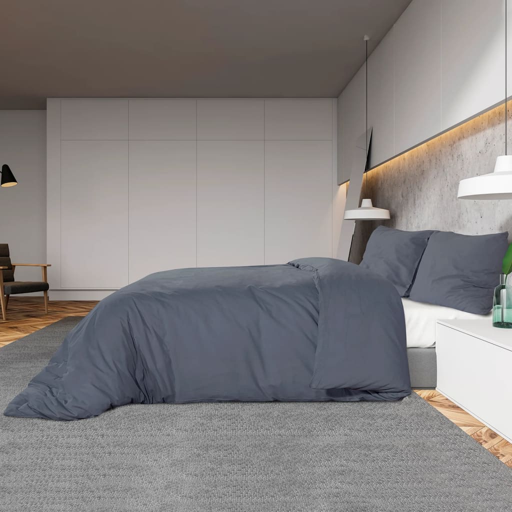 Bedding set anthracite 155x220 cm light microfiber