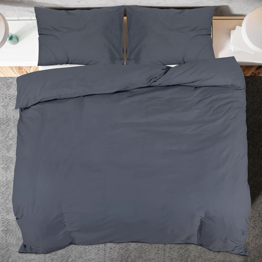 Bedding set anthracite 155x220 cm light microfiber