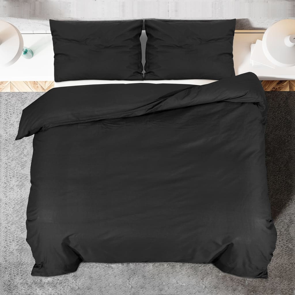 Parure de lit noire 220x240 cm microfibre légère