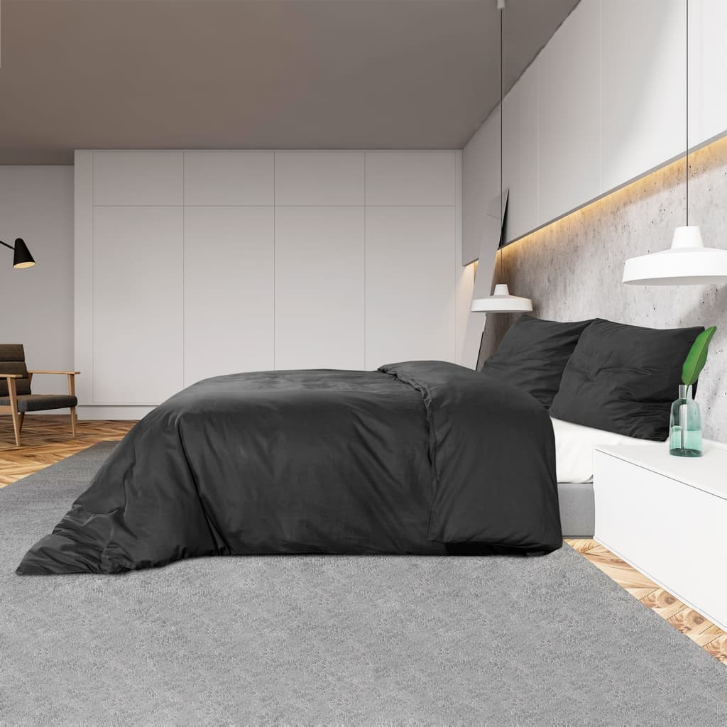 Parure de lit noire 200x220 cm microfibre légère