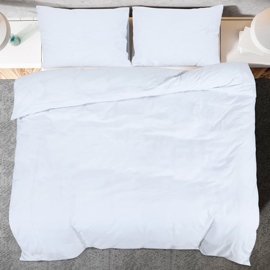 Bedding set white 200x200 cm light microfiber