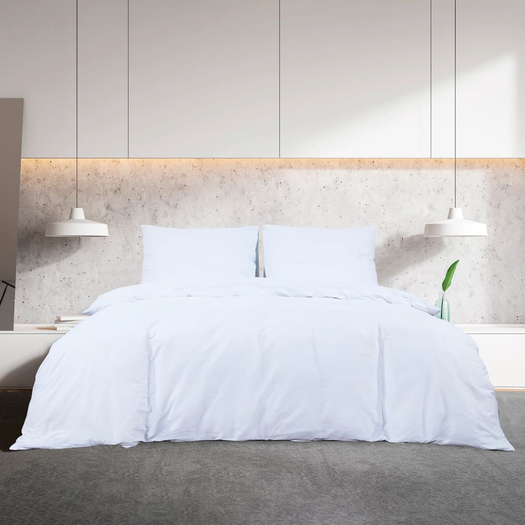 Bedding set white 200x200 cm light microfiber