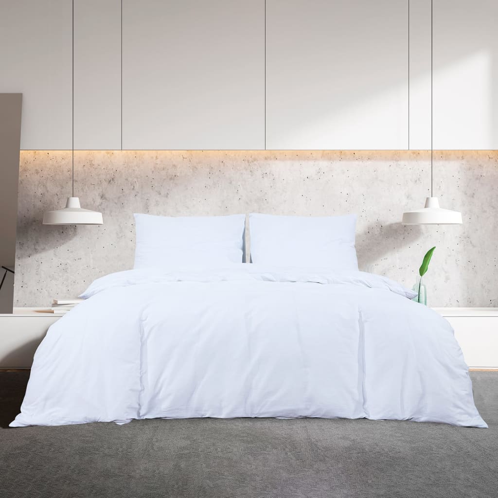 Bedding set white 200x200 cm light microfiber