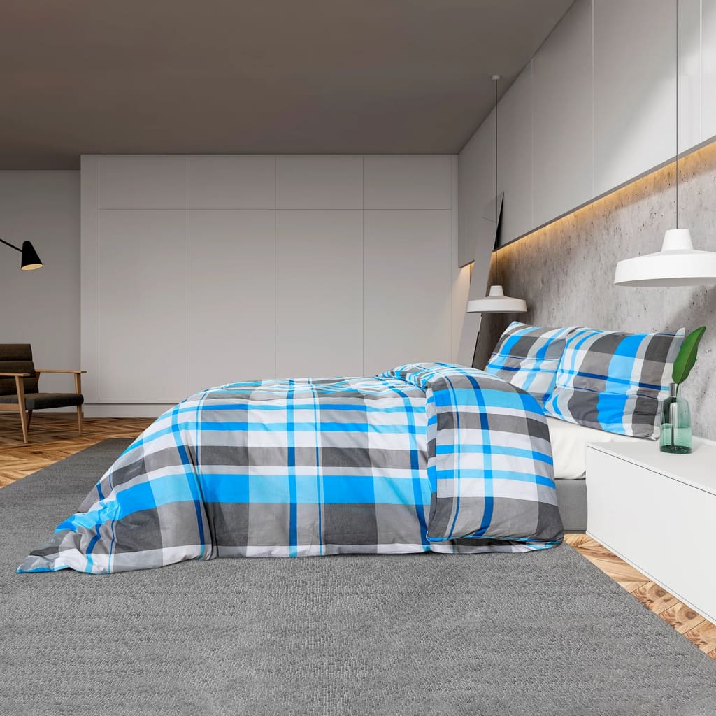Bedding set blue and grey 200x200 cm cotton